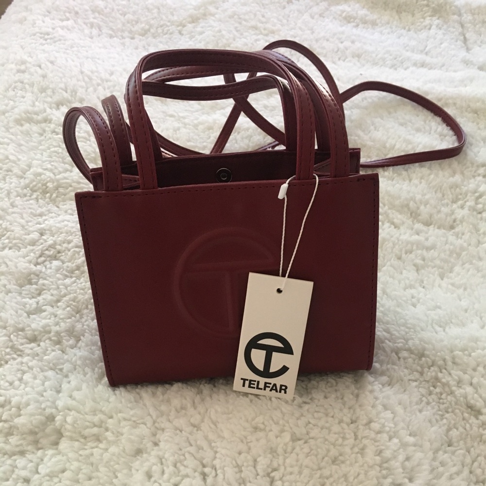 NWT Telfar small shopper in oxblood
